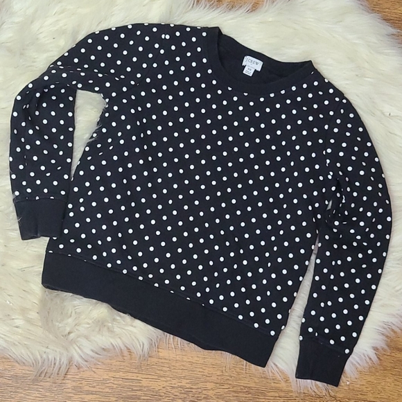 J Crew Black White Polka Dot Sweatshirt 